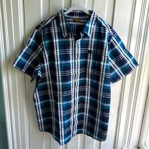 Boulder Creek Blue and White Short Sleeve Button Up